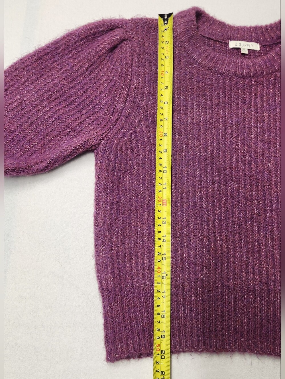 Z Supply Vesta Sweater Magenta Puff Sleeve Crewneck XS Romantic Boho Pullover - Picture 7 of 8